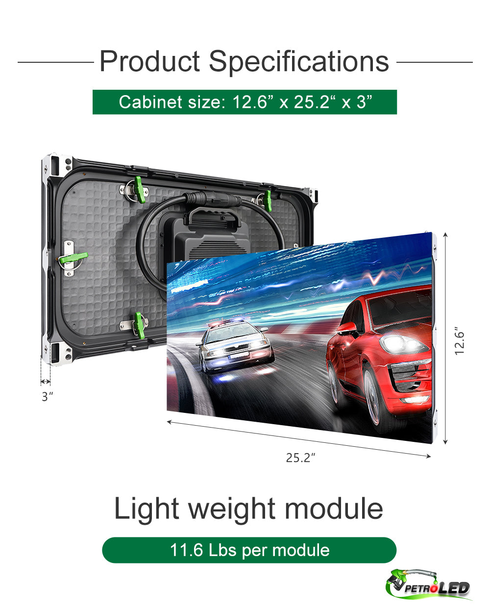 Outdoor Full Color LED Programmable Sign - Front Access - Single Sided - 6mm- 50" x 151" - 5 Year Warranty