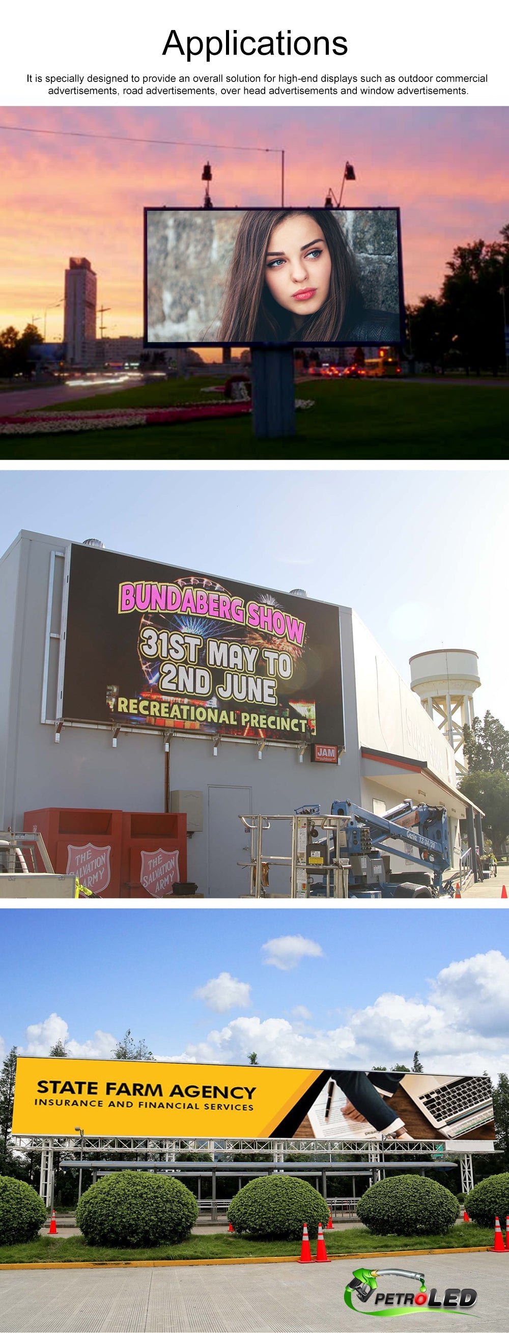 Outdoor Full Color LED Programmable Sign - Front Access - Single Sided - 6mm- 50" x 151" - 5 Year Warranty