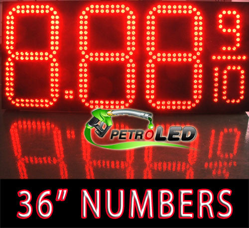 Gas Price LED Sign (Digital) 36" Tall Digits for Truck Stops - Red with 3 Large Digits & fraction digits - 5 Year Warranty