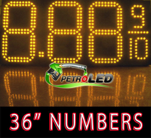 Gas Price LED Sign (Digital) 36" Tall Digits for Truck Stops - Amber (Yellow) with 3 Large Digits & fraction digits - 5 Year Warranty