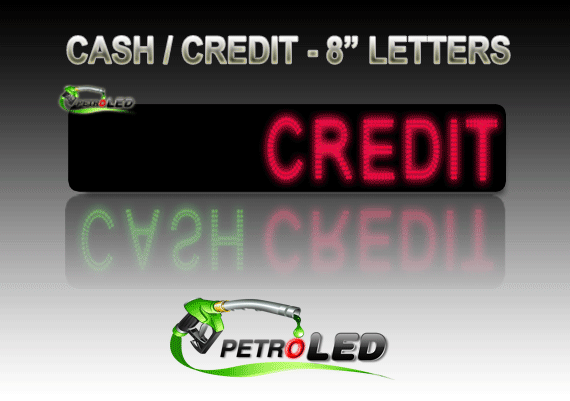 CASH / CREDIT LED Digital Gas Price sign w/ RF Remote Control - 64.4" x 11"