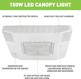 LED Canopy Light - 150W - 21,000 Lumens - 5 Year Warranty - Slim profile