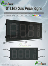 8 Inch Digits - LED Gas Price signs - 2 Red Digital Price Gasoline LED SIGNS - Complete Package w/ RF Remote Control - 26"x11"