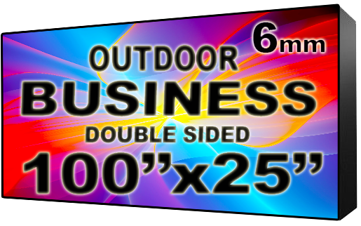 Business - LED Digital Full Color Programmable Sign - Double Sided - 6mm - 100" x 25" - 5 Year Warranty