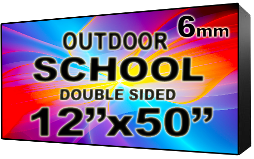 School - LED Digital Full Color Programmable Sign - Double Sided - 6mm - 12" x 50" - 5 Year Warranty