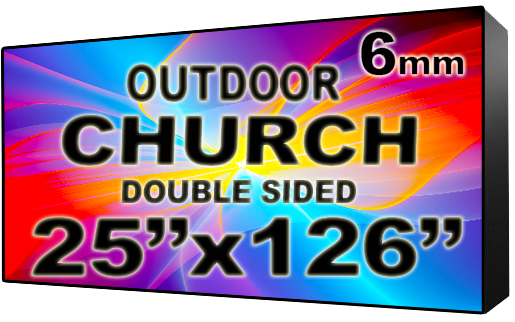 Iglesia - Letrero LED digital programable a todo color - Doble cara - 6mm - 25" x 126" - 5 años de garantía