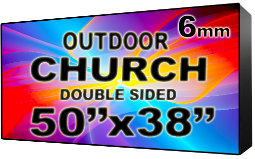 Iglesia - Letrero LED digital programable a todo color - Doble cara - 6mm - 50" x 38" - 5 años de garantía