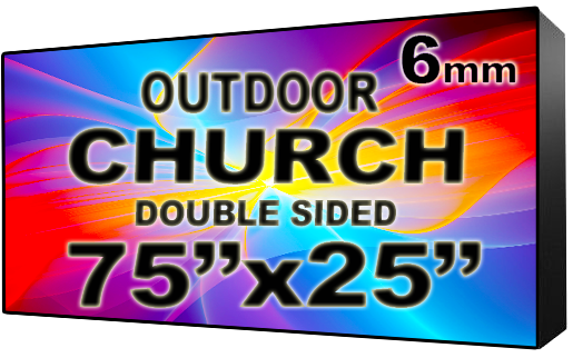 Iglesia - Letrero LED digital programable a todo color - Doble cara - 6mm - 75" x 25" - 5 años de garantía