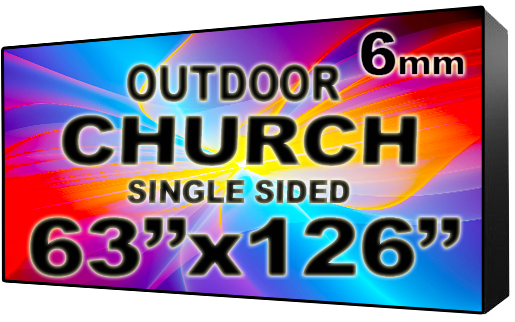 Iglesia - Letrero LED digital programable a todo color - Una cara - 6mm - 63" x 126" - 5 años de garantía