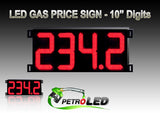 Gas Price LED Sign (Digital)  10" Red with 4 Large Digits - 5 Year Warranty