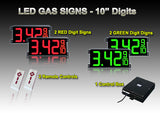 10 Inch Digits - LED Gas sign package - 2 Red & 2 Green Digital Price Gas LED SIGNS - Complete Package w/ RF Remote Control - 28"x13"