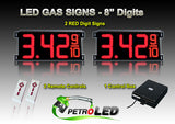 8 Inch Digits - LED Gas Price signs - 2 Red Digital Price Gasoline LED SIGNS - Complete Package w/ RF Remote Control - 26"x11"