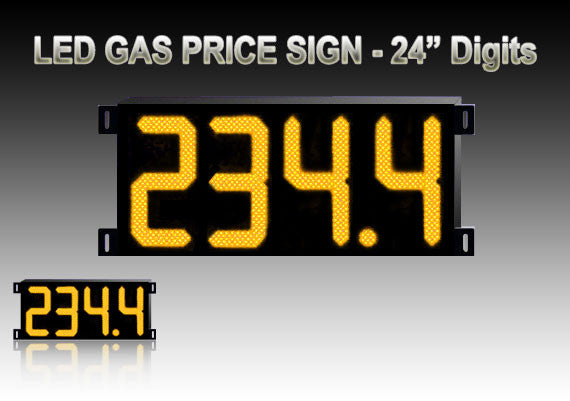 Gas Price LED Sign (Digital)  24" (Yellow) with 4 Large Digits - 5 Year Warranty