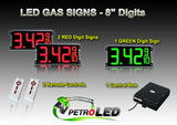 8 Inch Digits - LED Gas Sign Package - 2 Red & 1 Green Digital Price Gasoline LED SIGNS - Complete Package w/ RF Remote Control - 26 "x11"