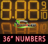 Gas Price LED Sign (Digital) 36" Tall Digits for Truck Stops - Amber (Yellow) with 3 Large Digits & fraction digits - 5 Year Warranty