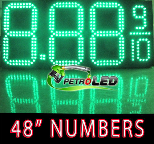 Gas Price LED Sign (Digital) 48" Tall Digits for Truck Stops - Green with 3 Large Digits & fraction digits - 5 Year Warranty