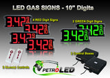 10 Inch Digits - LED Gas sign package - 4 Red & 2 Green Digital Price Gasoline LED SIGNS - Complete Package w/ RF Remote Control - 28"x13"