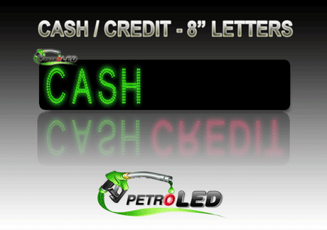 CASH / CREDIT LED Digital Gas Price sign w/ RF Remote Control - 64.4" x 11"
