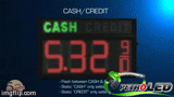 CASH / CREDIT LED Digital Gas Price sign w/ RF Remote Control - 64.4" x 11"