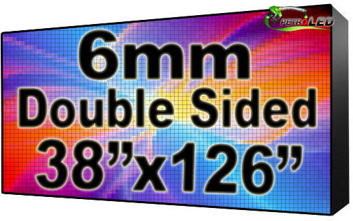 Outdoor Full Color LED Programmable Sign - Front Access - Double Sided - 6mm- 38" x 126" - 5 Year Warranty