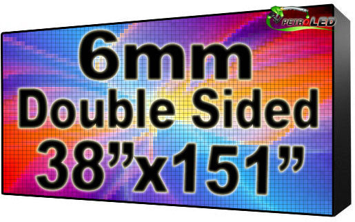 Outdoor Full Color LED Programmable Sign - Front Access - Double Sided - 6mm- 38" x 151" - 5 Year Warranty