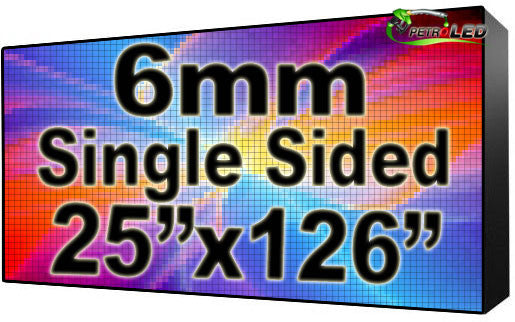 Outdoor Full Color LED Programmable Sign - Front Access - Single Sided - 6mm- 25" x 126" - 5 Year Warranty