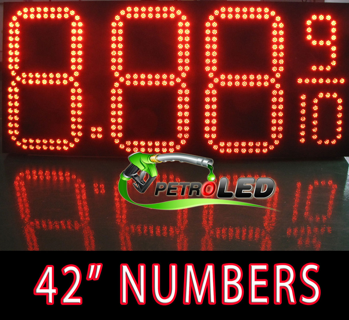 Gas Price LED Sign (Digital) 42" Tall Digits for Truck Stops - Red with 3 Large Digits & fraction digits - 5 Year Warranty